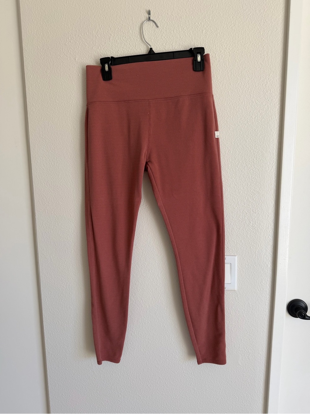 Womens vuori High-Waist Rust bayview waffle knit pink rosewood Leggings